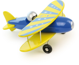 Vilac Blue and Yellow Biplane Wooden Toy Vilac Blue and Yellow Biplane Wooden Toy