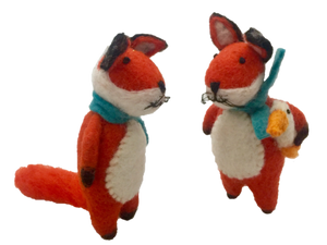 Papoose Felt Animals - Fox Pair with Scarf (2 pcs) Papoose Felt Animals - Fox Pair with Scarf (2 pcs)