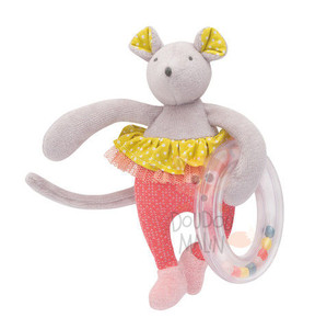Moulin roty Mademoiselle et Ribambelle ring rattle mouse pink Moulin roty Mademoiselle et Ribambelle ring rattle mouse pink