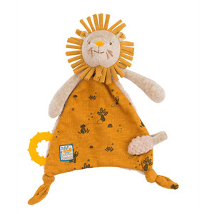 Moulin Roty Sous Mon Baobab - Lion Lovey with Pacifier Holder Moulin Roty Sous Mon Baobab - Lion Lovey with Pacifier Holder