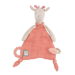 Moulin Roty Sous Mon Baobab - Giraffe Lovey with Pacifier Holder Moulin Roty Sous Mon Baobab - Giraffe Lovey with Pacifier Holder