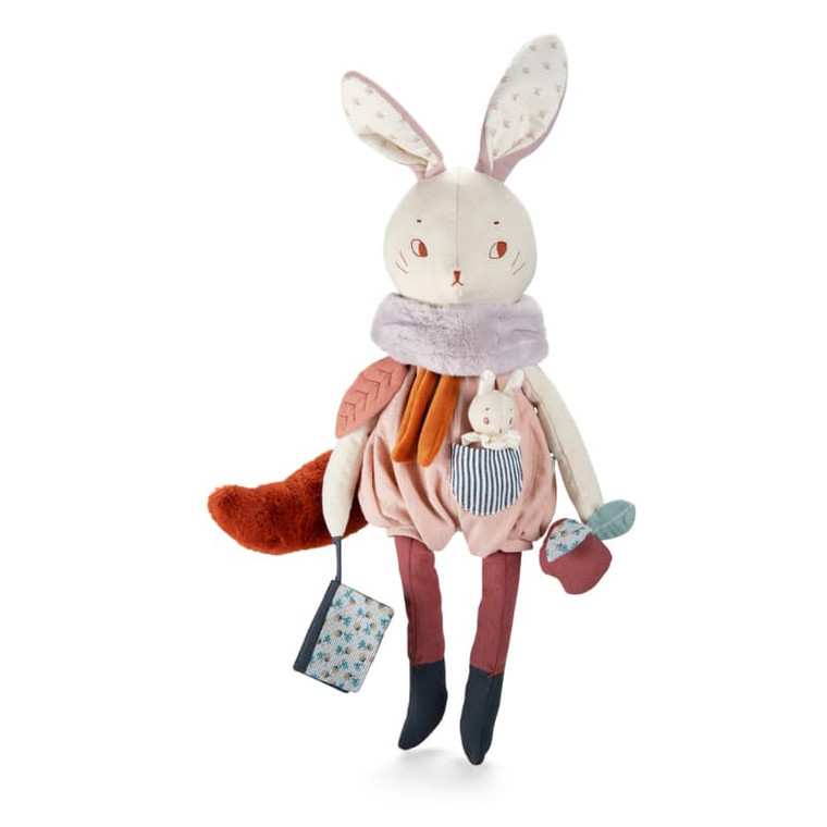 Moulin Roty Lune the Rabbit  Stuffed Activity Toy Apres la pluie