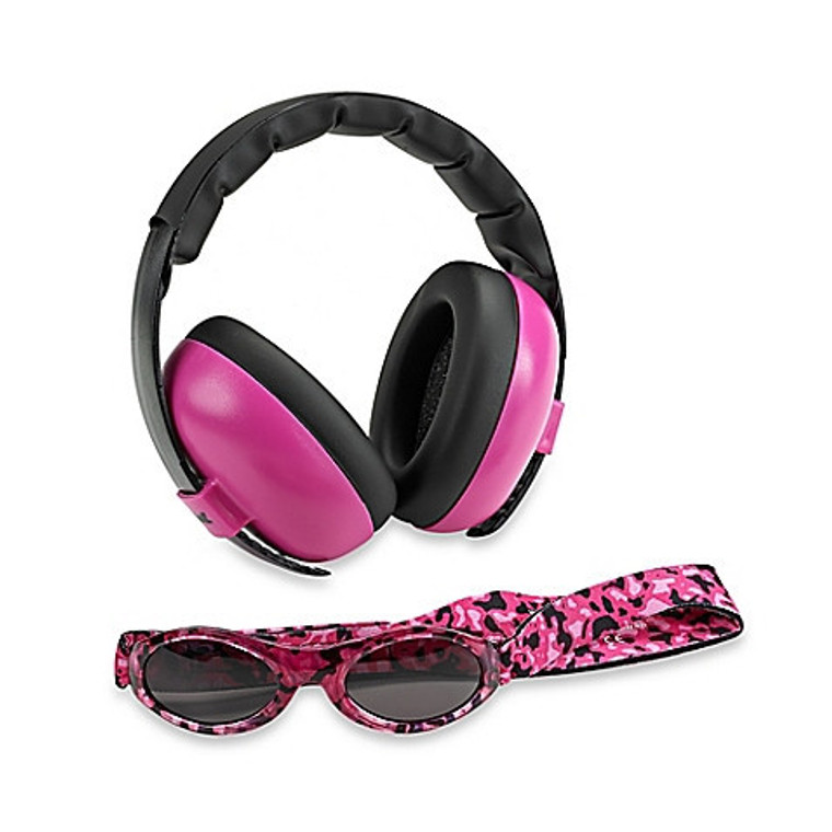 Baby Banz Earmuffs Limited Edition Hearing infant Protection + Sunglasses Magenta
