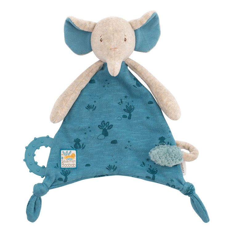 Moulin Roty Sous Mon Baobab - Elephant Lovey with Pacifier Holder