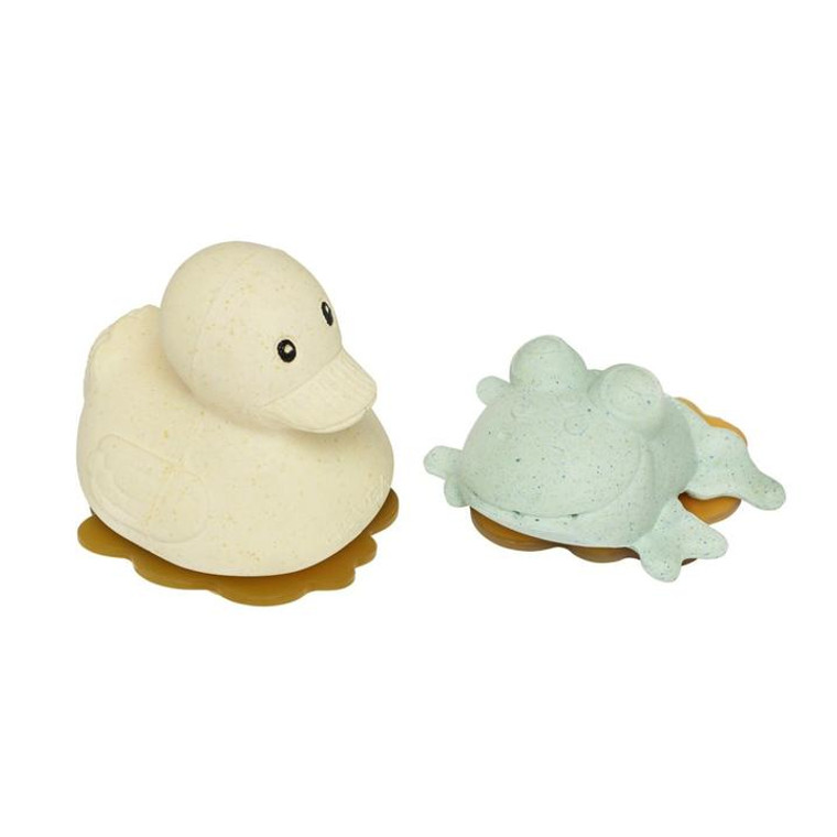 Squeeze'N'Splash Bath Toys- Rubberduck & Frog Gift Set - Sand & Sage