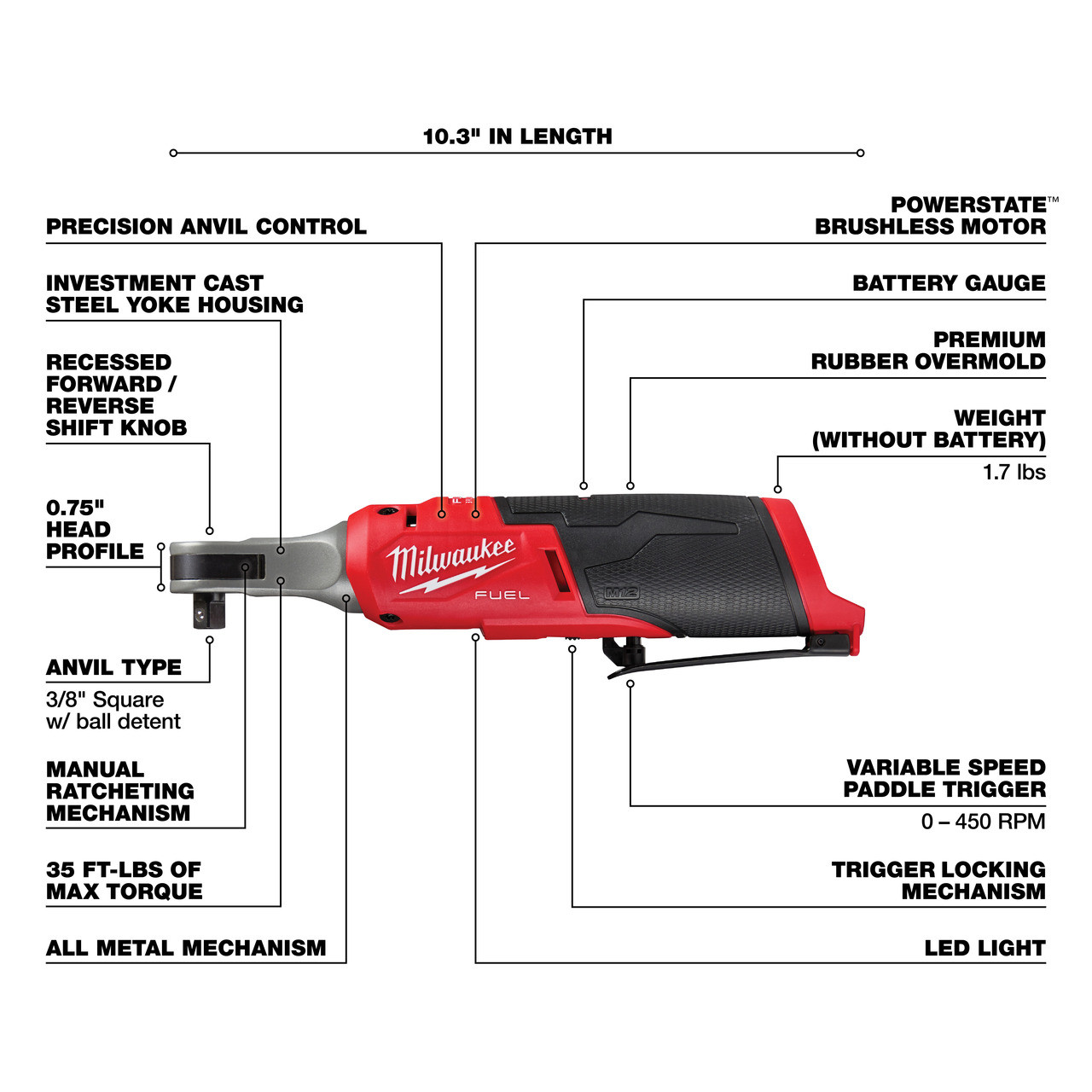 M12 FUEL™ 3/8" High Speed Ratchet