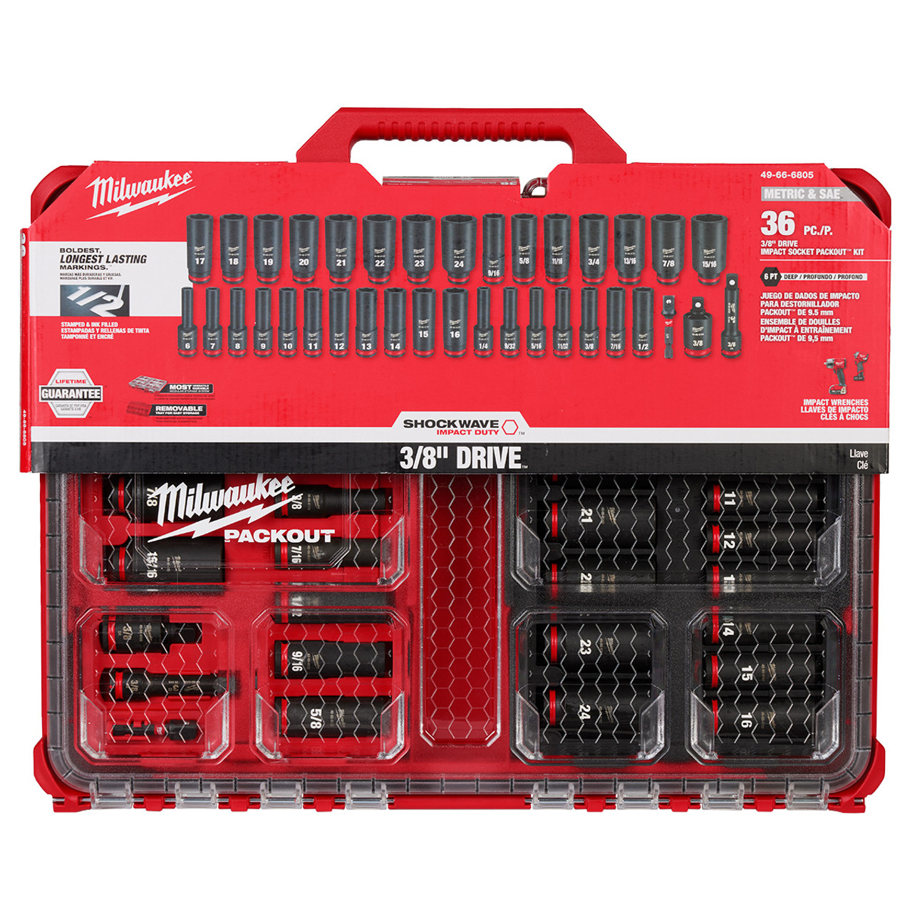 SHOCKWAVE™ Impact Duty™ Socket 3/8” Dr 36PC SAE/MM PACKOUT™ Set