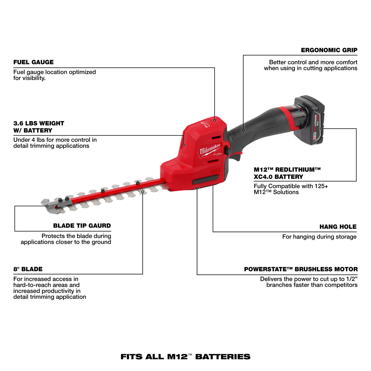 M12 FUEL™ 8" Hedge Trimmer