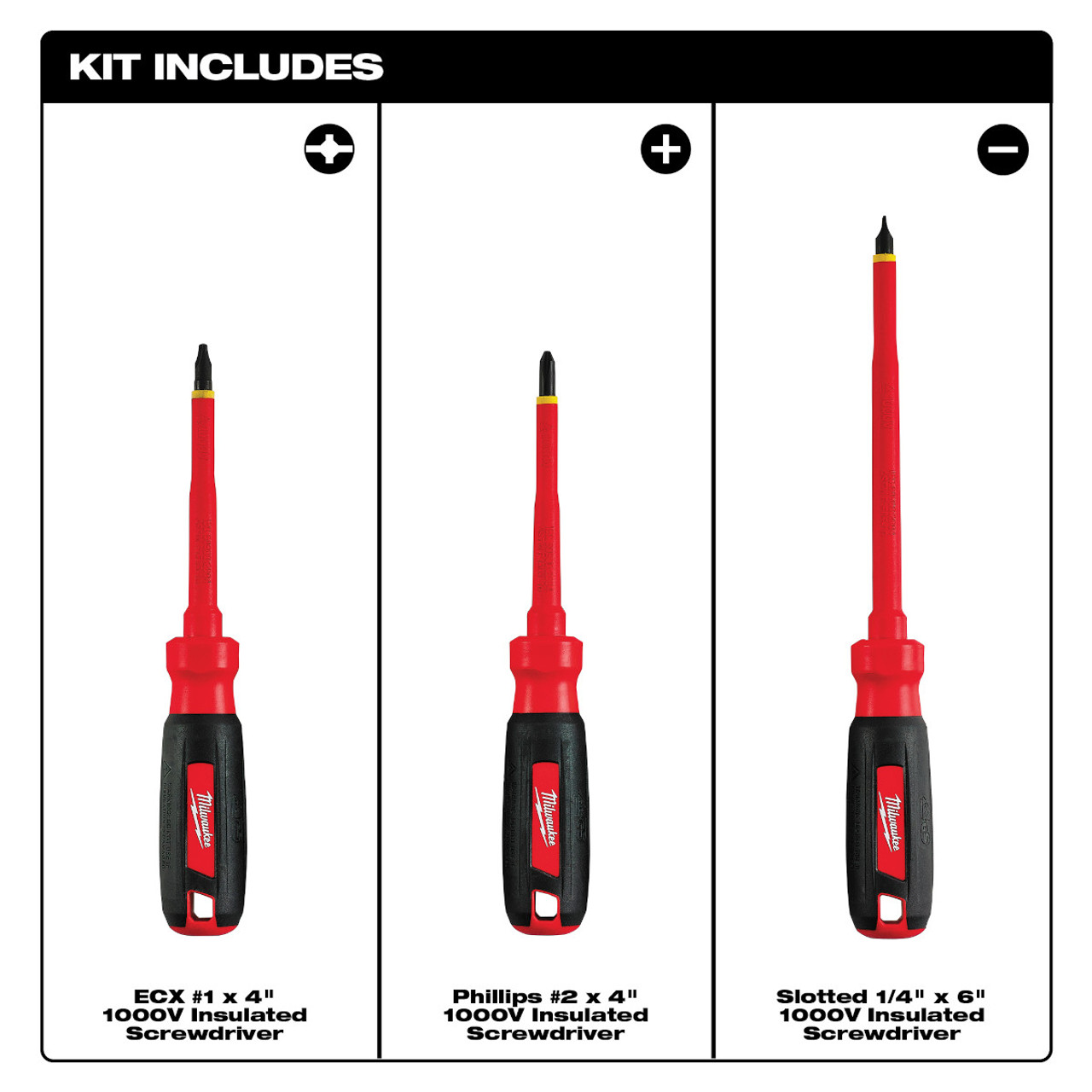 3-Piece 1000V Insulated Screwdriver Set