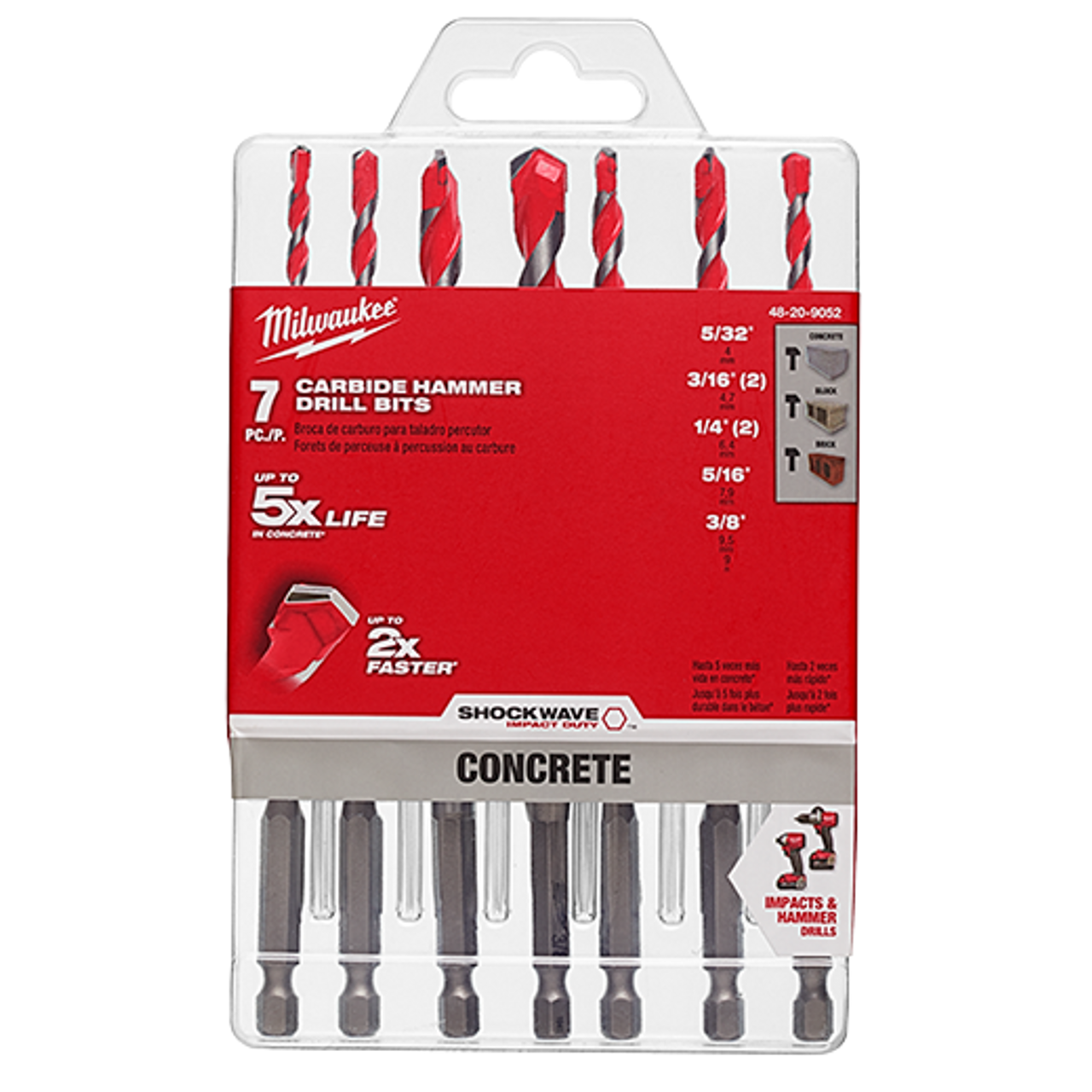 7pc. SHOCKWAVE™ Carbide Hammer Drill Bit Kit