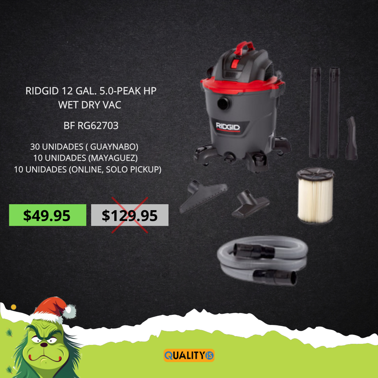 RIDGID® 12 Gallon High Performance Wet/Dry Vac  *** Black Friday Special ****