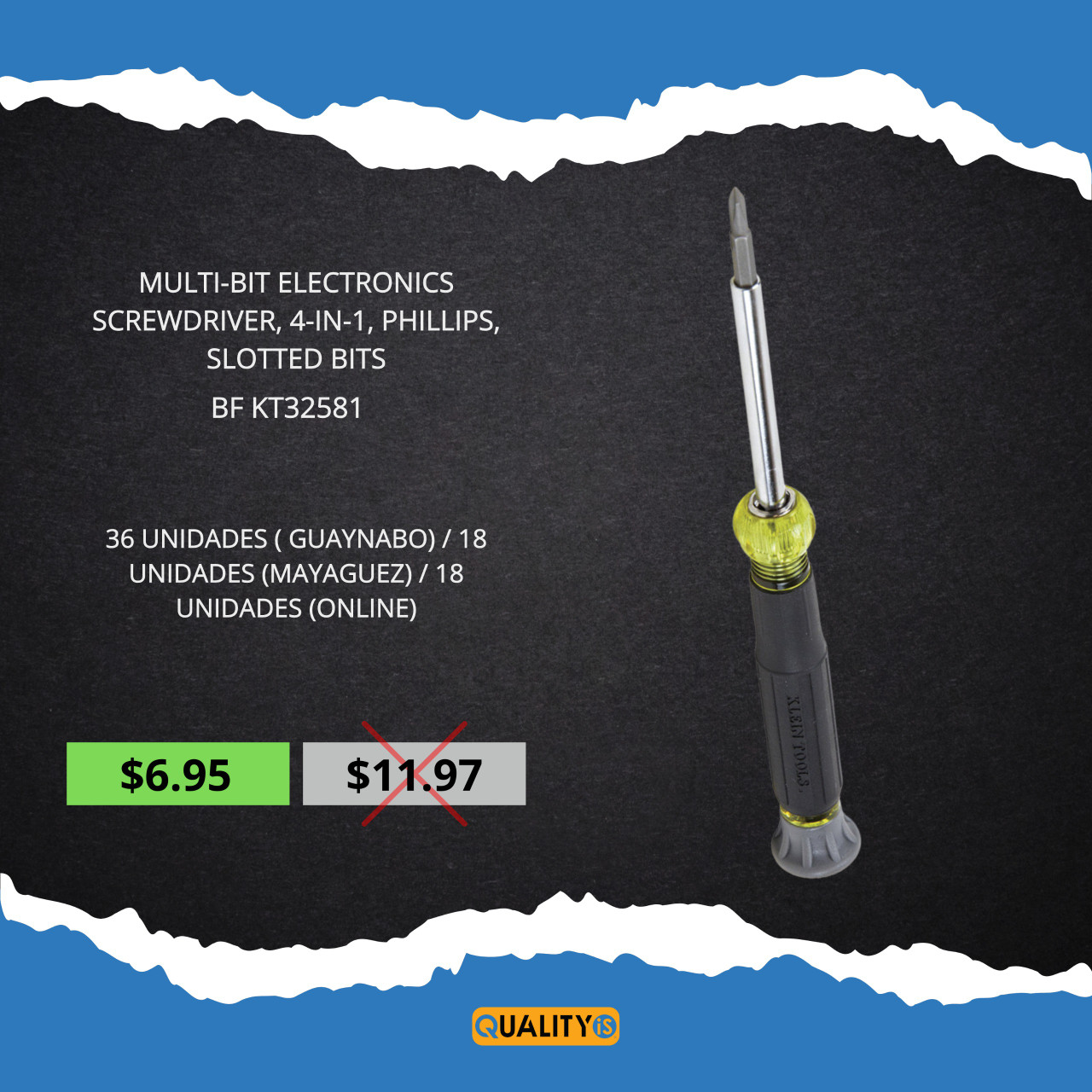 Multi-Bit Electronics Screwdriver, 4-in-1, Phillips, Slotted Bits  *** Black Friday Special ***