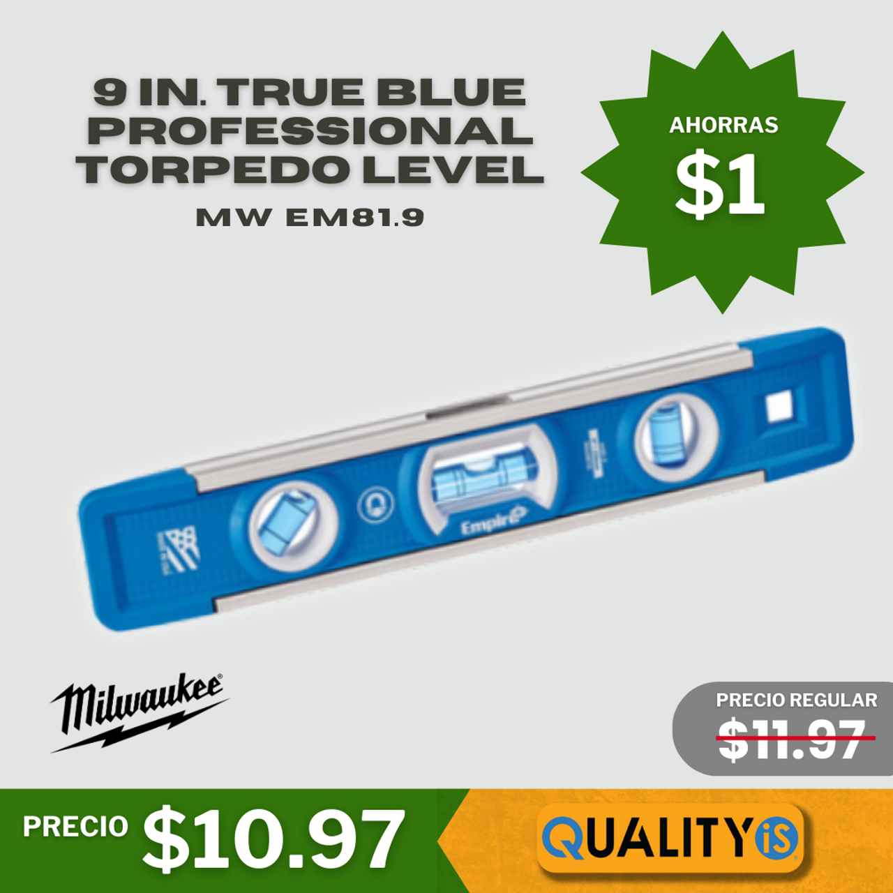 9 in. True Blue Professional Torpedo Level with 16 in. x 24 in. Aluminum Square