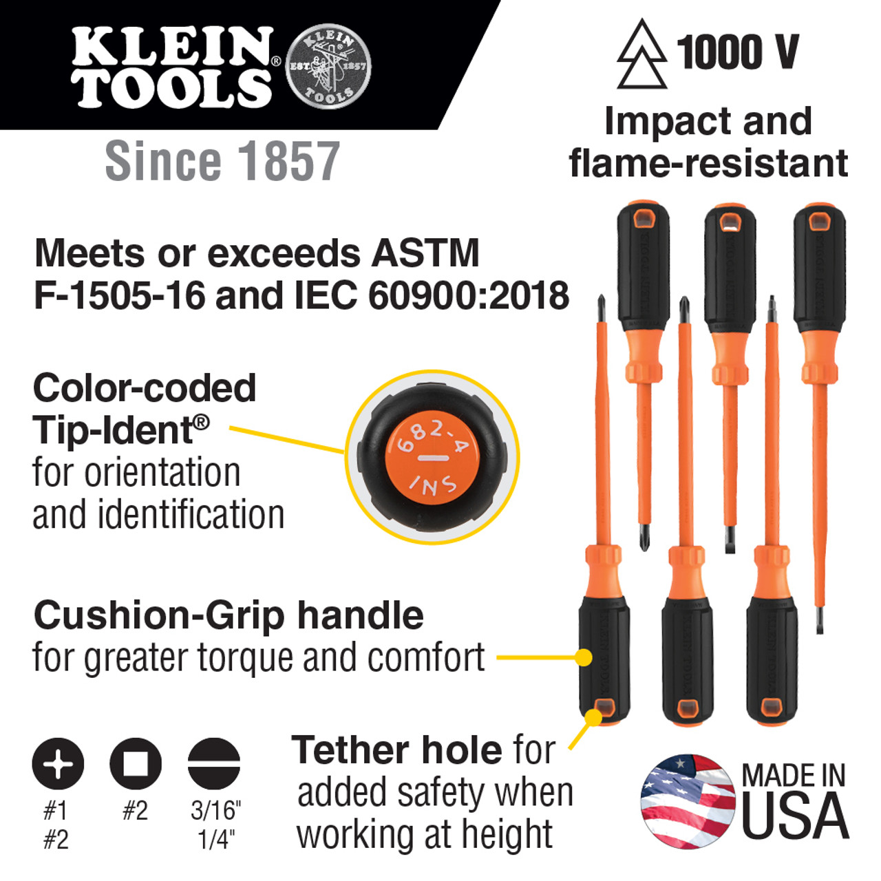 Screwdriver Set, 1000V Insulated, 6-Piece