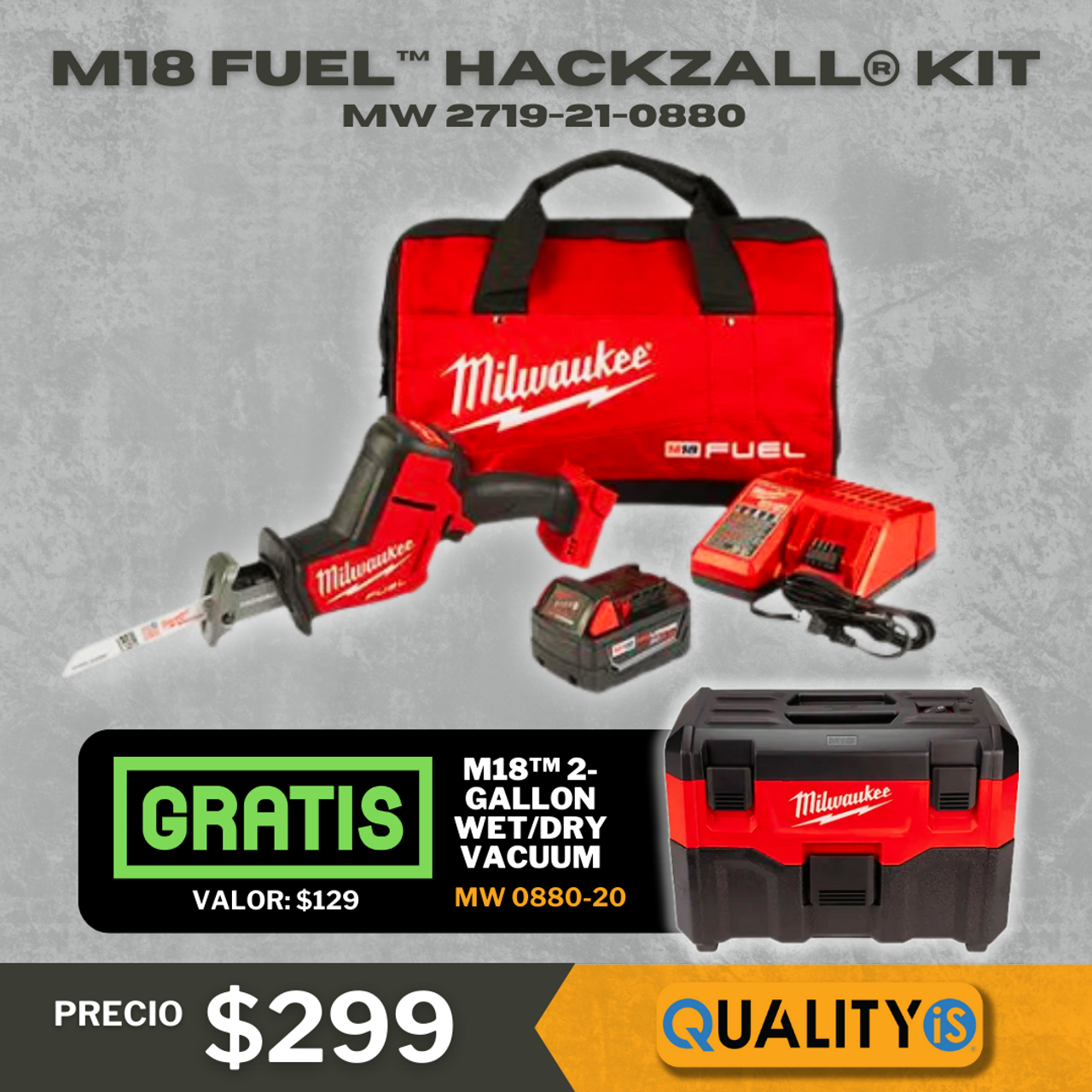 M18 FUEL™ HACKZALL® Kit **PROMO FREE M18™ 2-Gallon Wet/Dry Vacuum