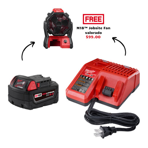 Milwaukee M18 XC5.0 Starter Kit w Free Jobsite Fan 0886 20