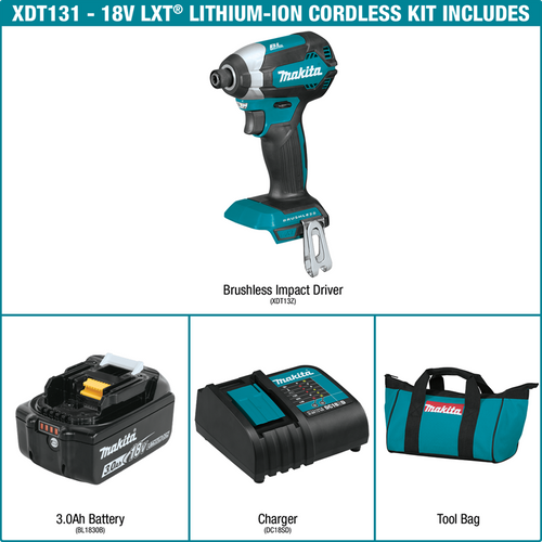 18V LXT® Lithium‑Ion Brushless Cordless Impact Driver Kit (3.0Ah)