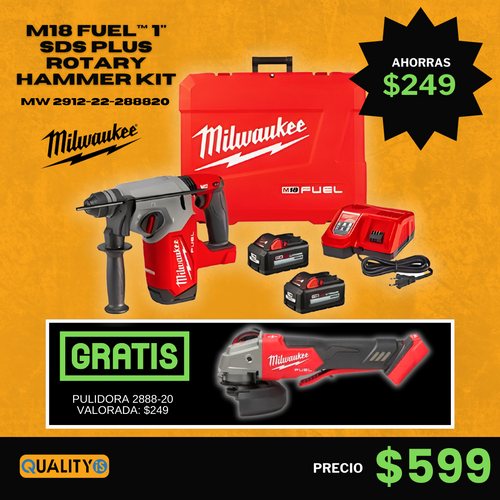 M18 FUEL™ 1" SDS Plus Rotary Hammer Kit free Grinder 4-1/2" / 5" Variable Speed