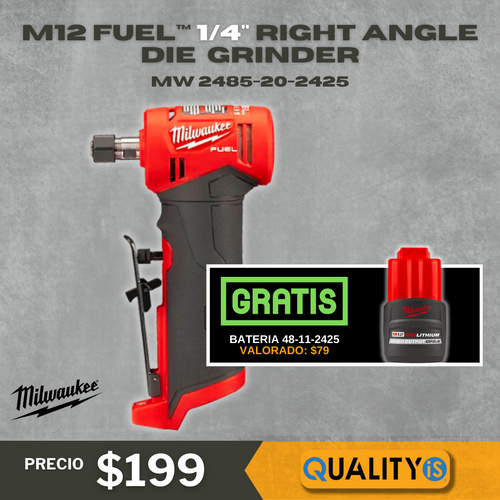 M12 FUEL™ 1/4" Right Angle Die Grinder/ free 2.5 Battery