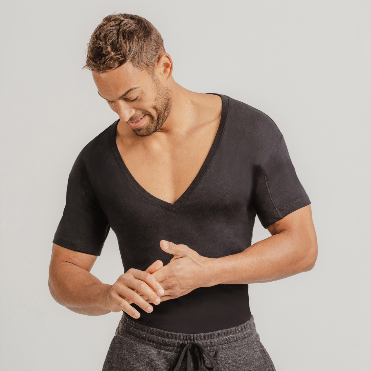 Men's Deep V-Neck Sweat Proof Undershirt Original Fit Thompson Tee - Main Image