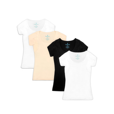 Women's Sweat Proof Undershirt - Slim Fit Scoop Neck - Pack of 4