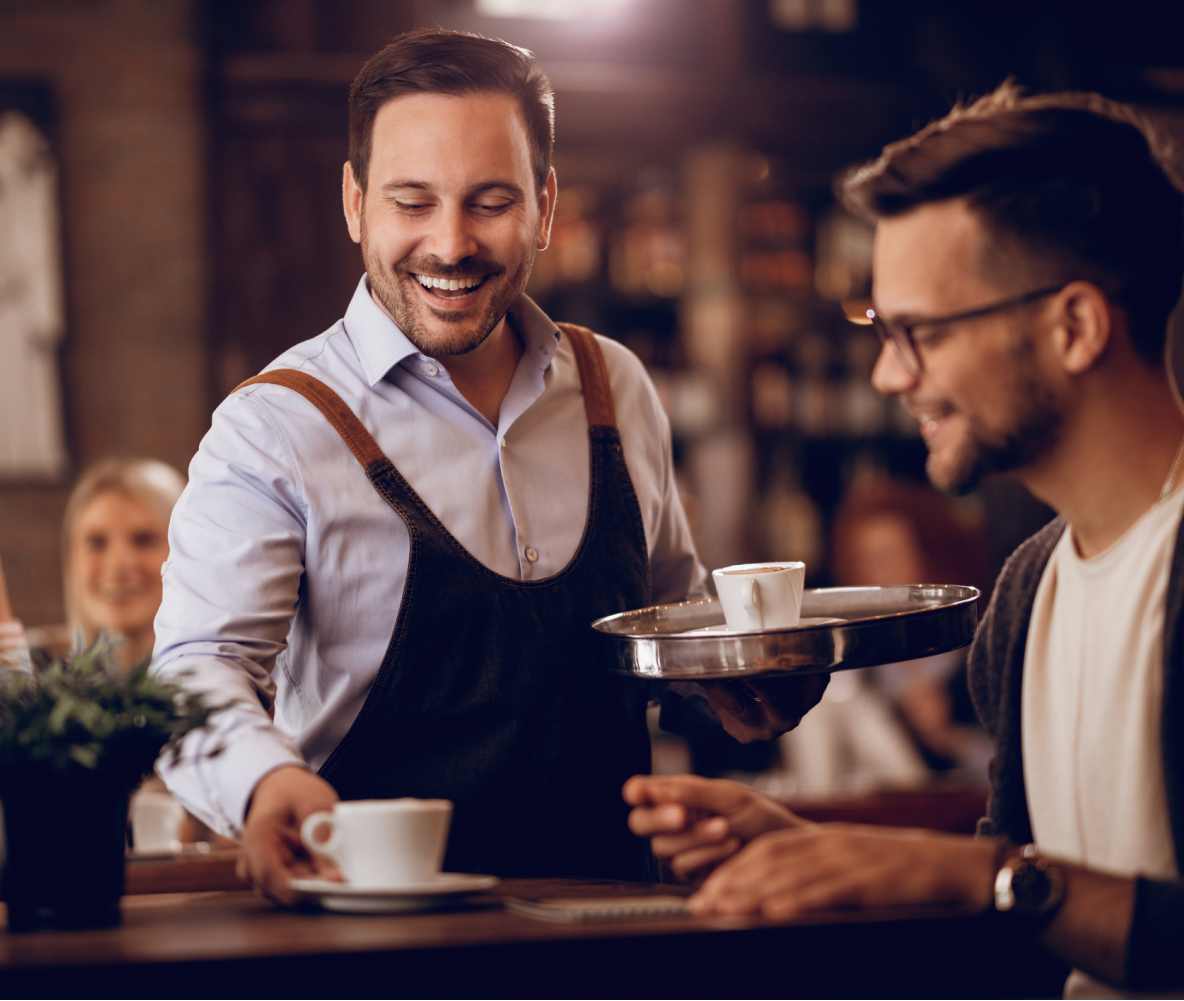Man serving coffee
