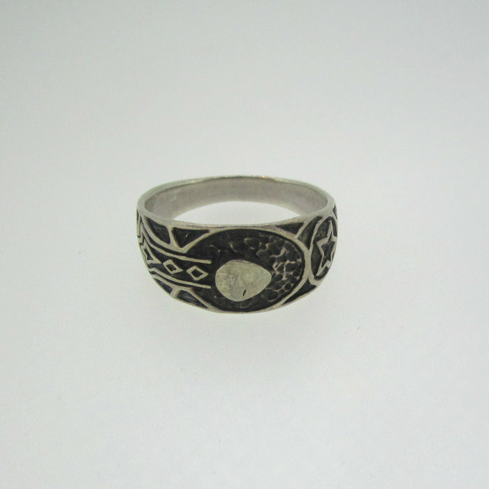 Sterling Silver Native Design Ring Size 9 3/4