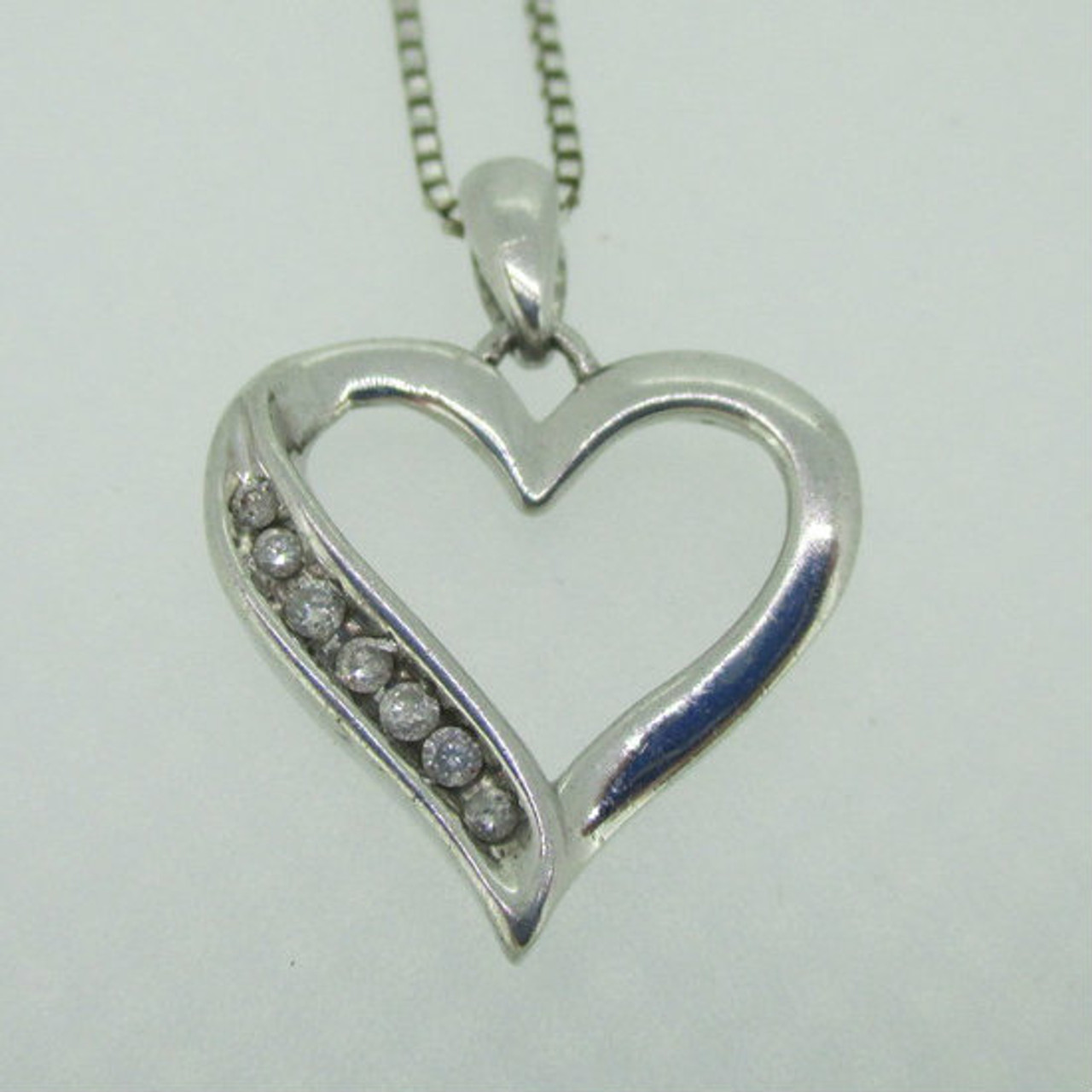 Sterling Silver Diamond Heart Necklace