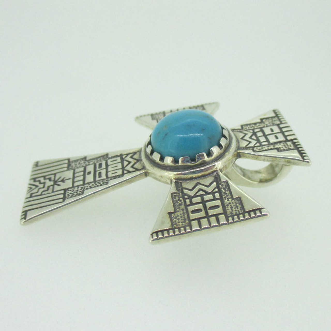 Sterling Silver Carolyn Pollack Turquoise Cross Enhancer Pendant