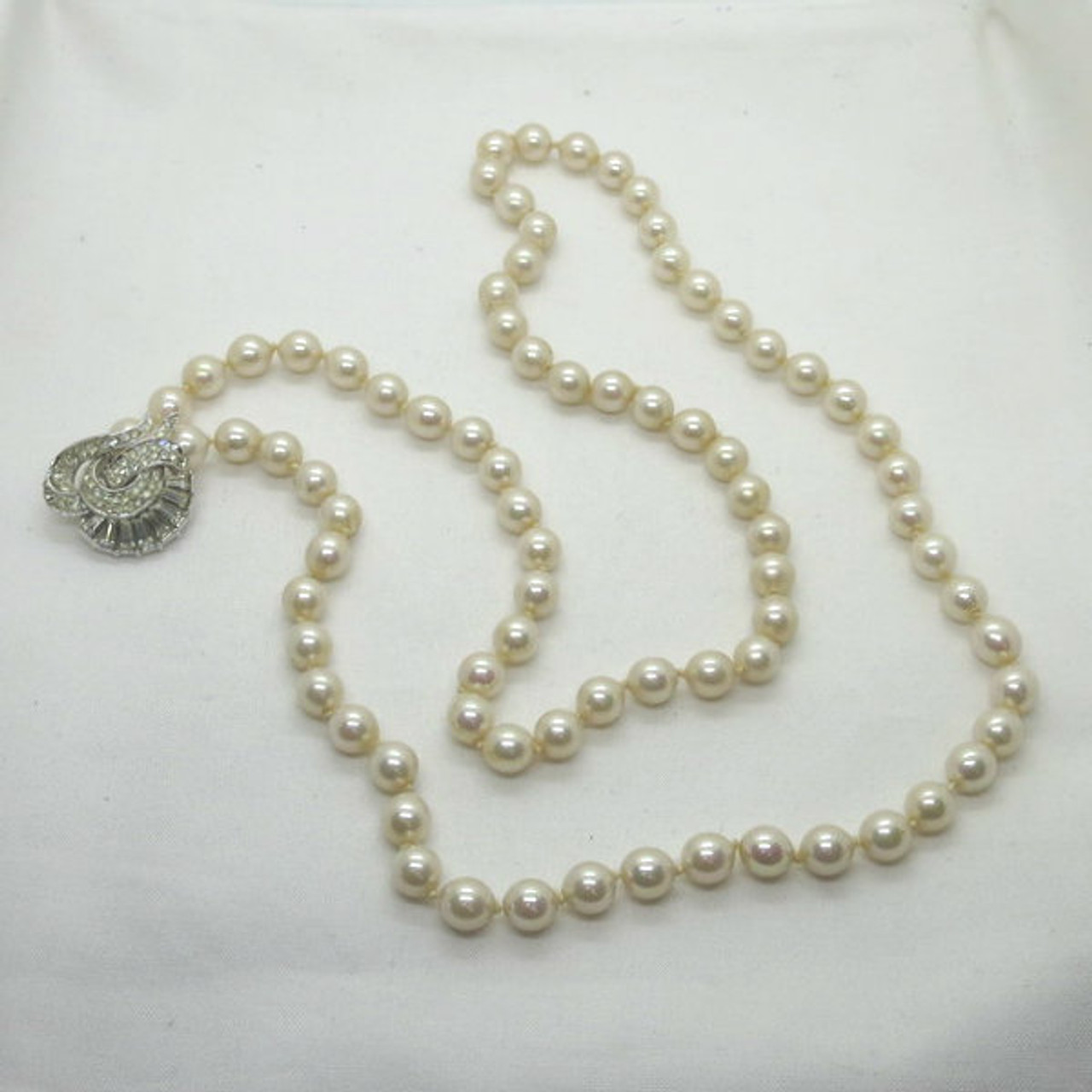 Vintage Double Strand Faux Pearl Necklace Knotted Pearls Antique Silve –  Shop Thrift World