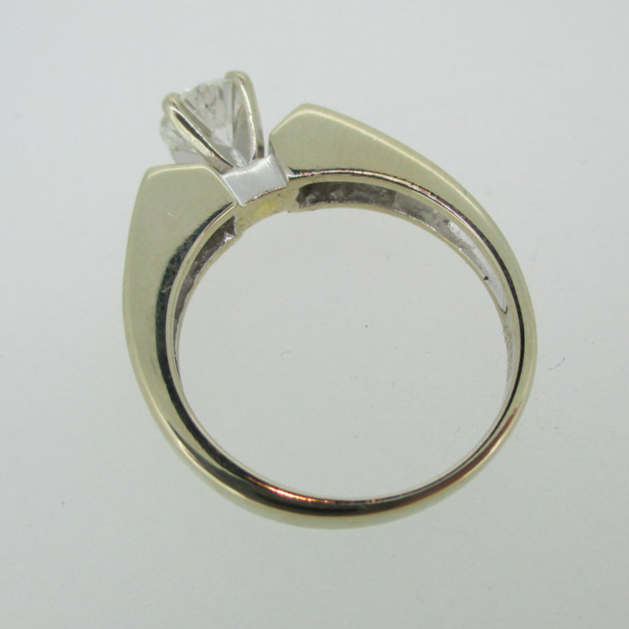 18k White Gold .70ct Round Brilliant Cut Diamond Ring with Princess Cut ...