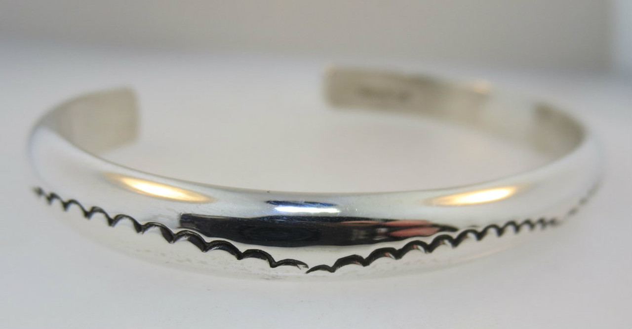 Navajo Sterling Silver Wave Design Cuff Bracelet Maker's