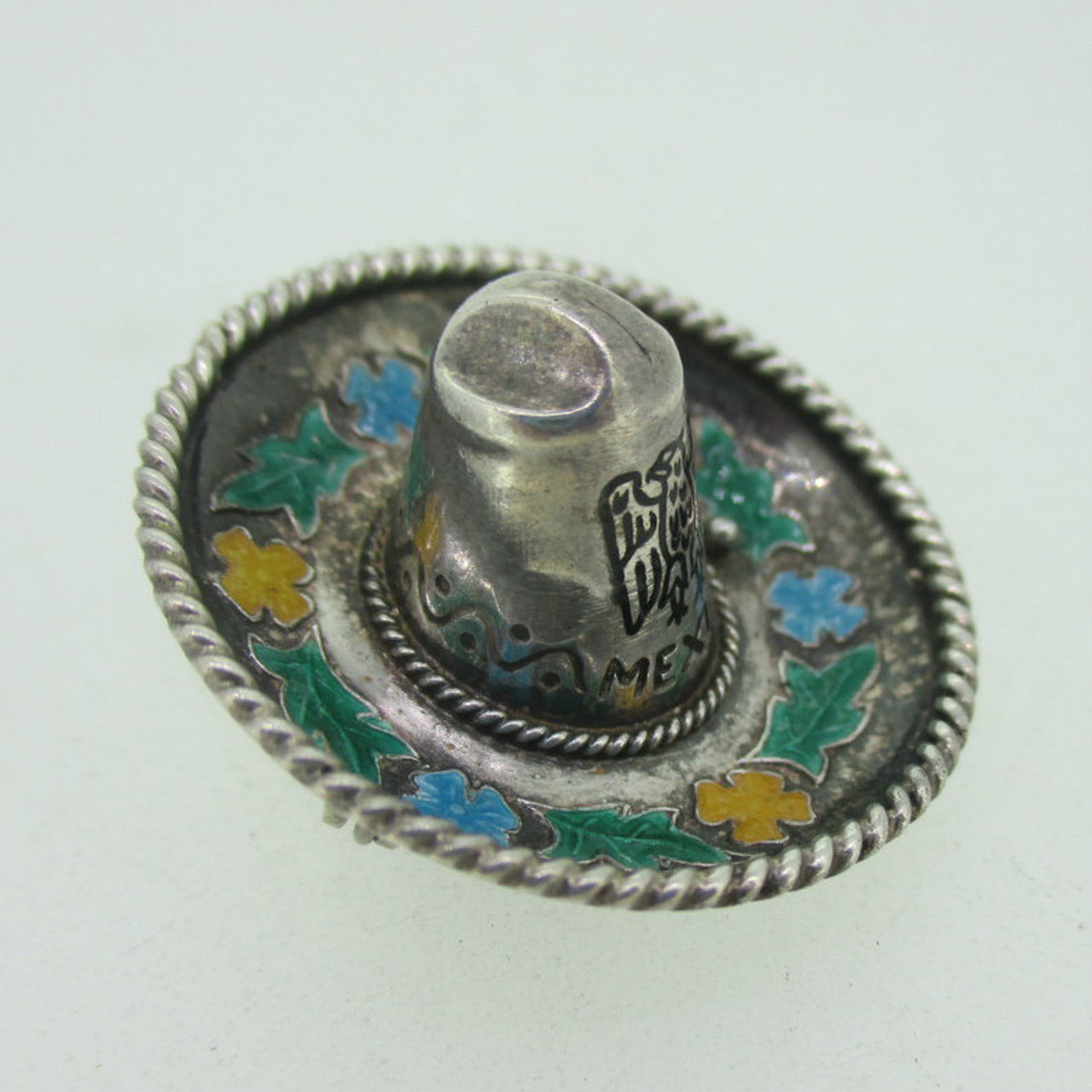 Miniature Panama Hat Vintage Latino Sombrero Pin Brooch 