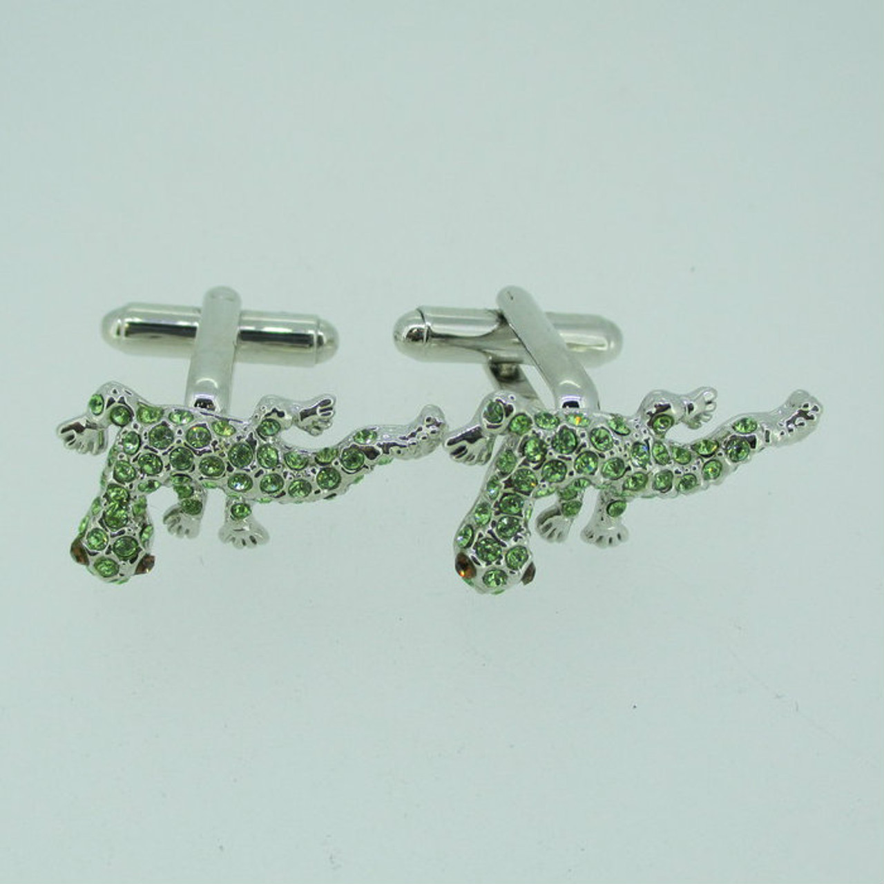 LIZARD GREEN CRYSTAL CUFFLINKS