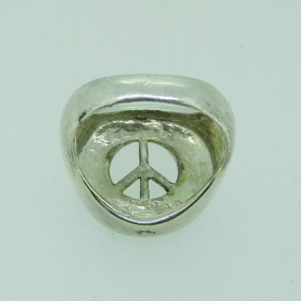 Sterling Silver Large Statement Cut Out Peace Design Ring Size 8 1/2