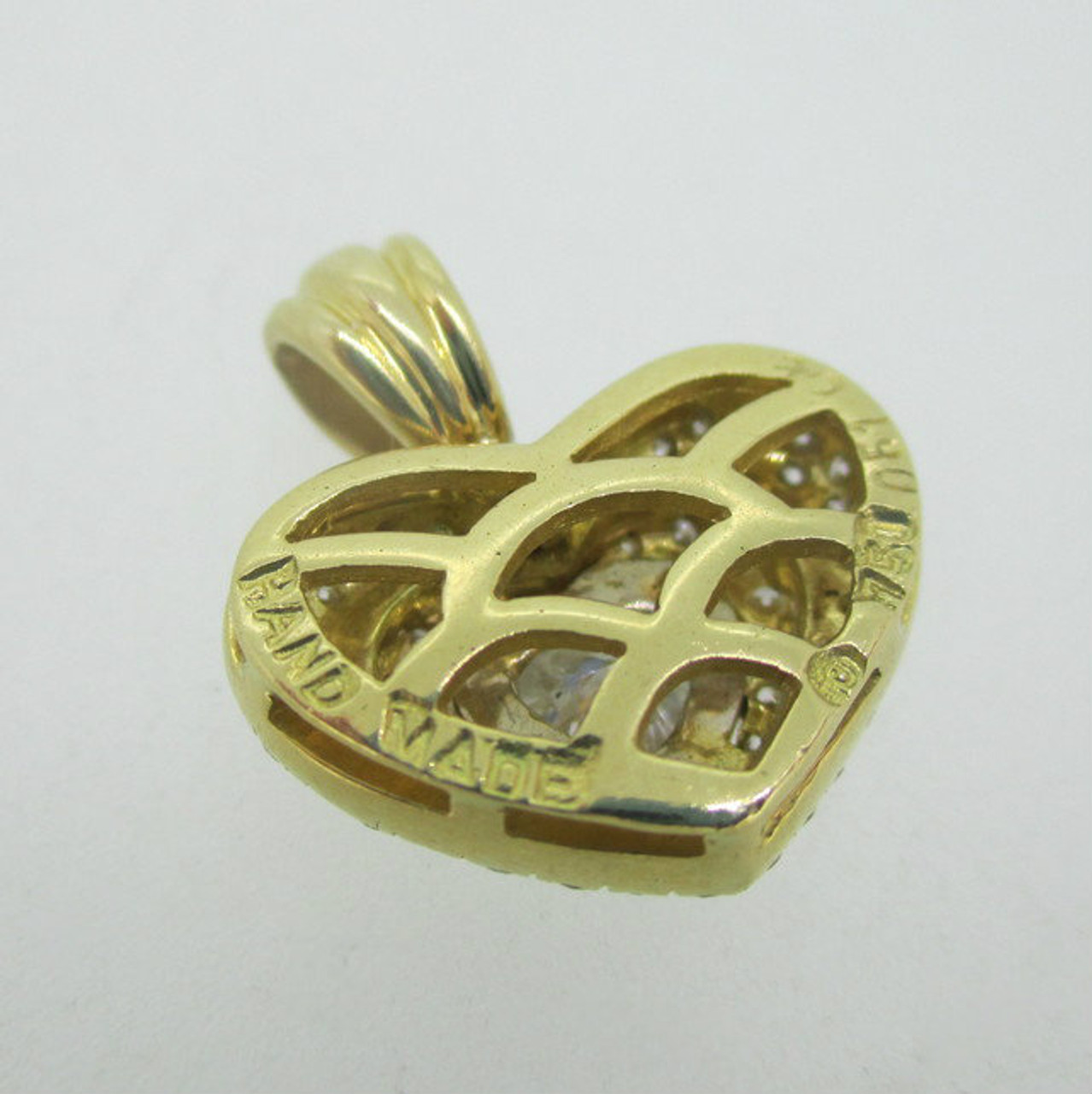 18K Yellow Gold Approx 1.0ct TW Diamond Cluster Heart Pendant