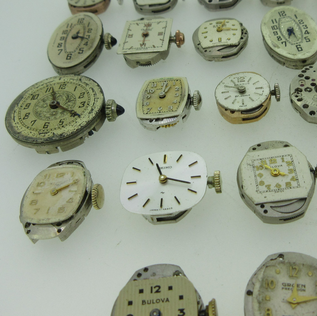 Lot of 23 Vintage Swiss and U.S.A. Omega, Longines and More Mechanical  Movements and Dials Parts