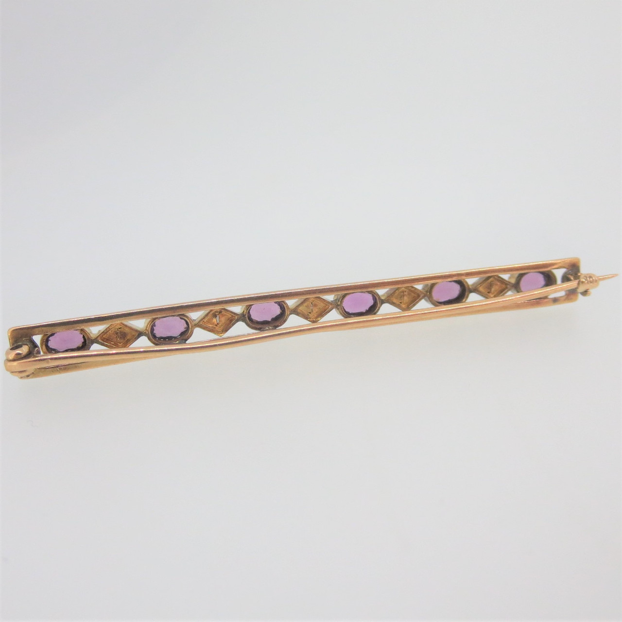 Vintage 10k Yellow Gold Sapphire and Seed Pearl Stick Pin
