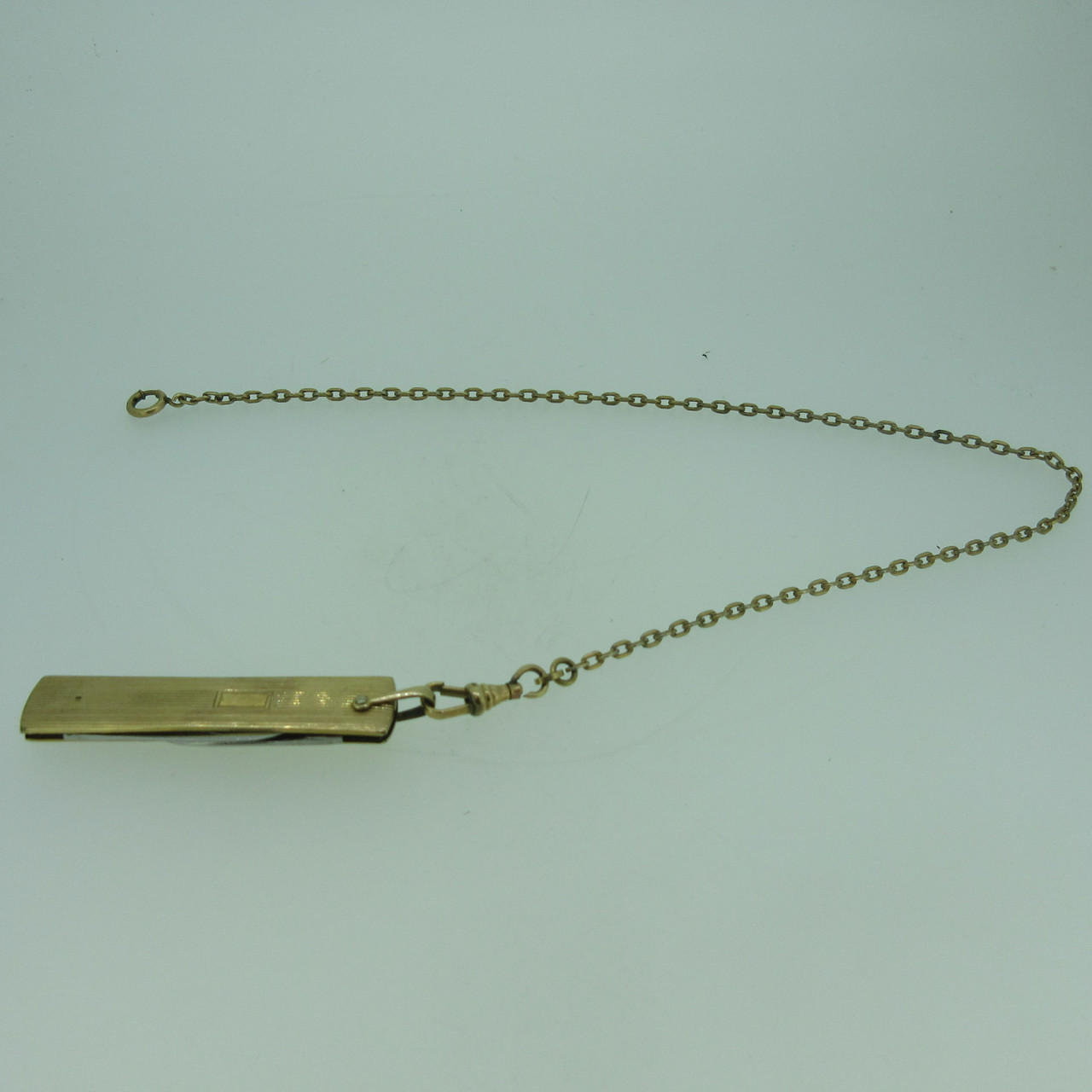 Antique Swank 10K Gold Filled Pocket Watch Chain with Gold Filled Watch Knife (B13276)