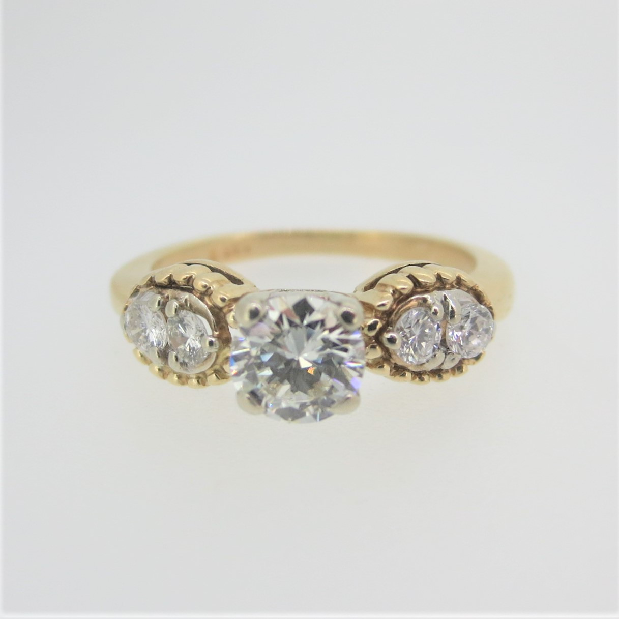 14k Yellow Gold Approx .45ct TW Diamond Engagement Ring Size 4