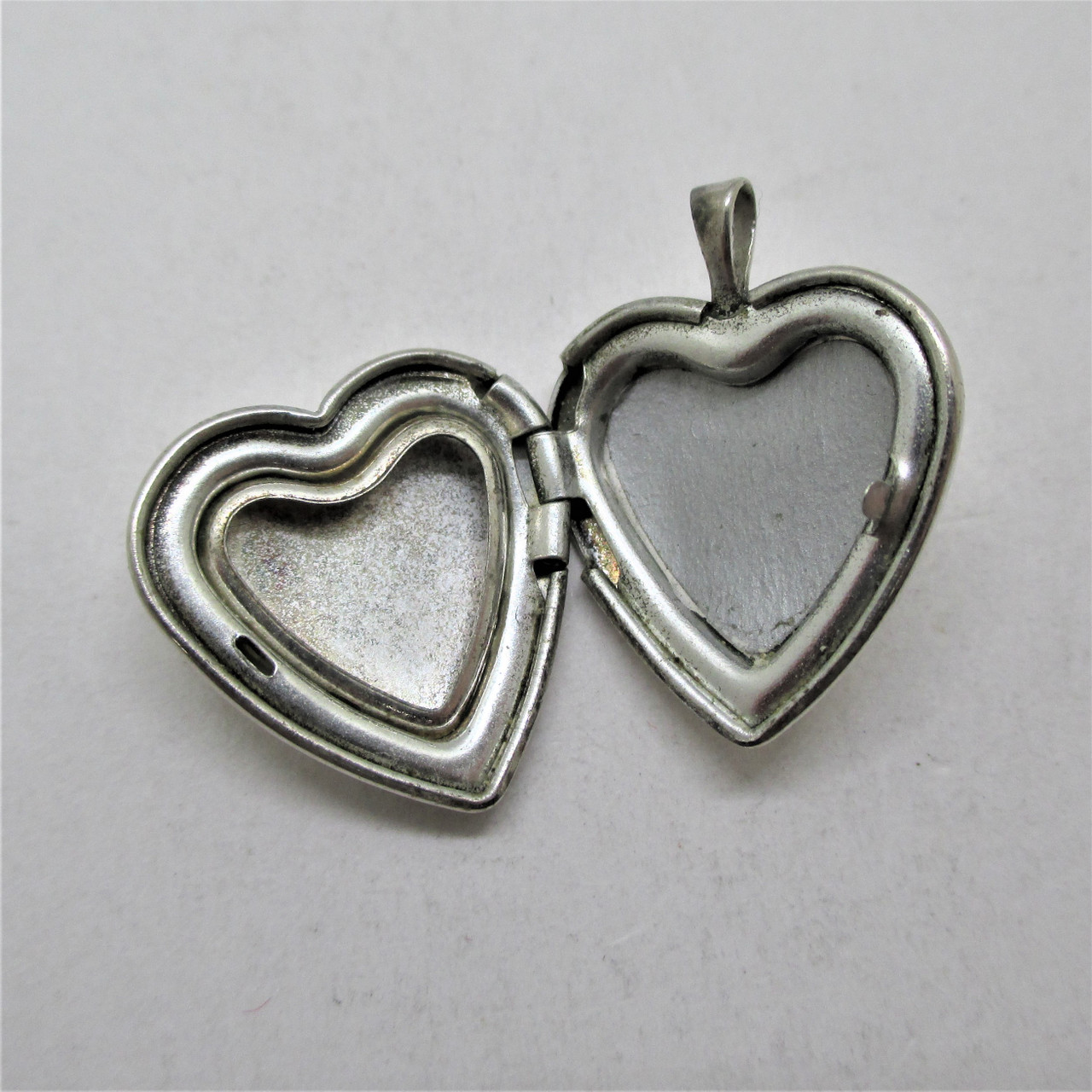 Heart Locket Pendant Sterling Silver with Flower Design