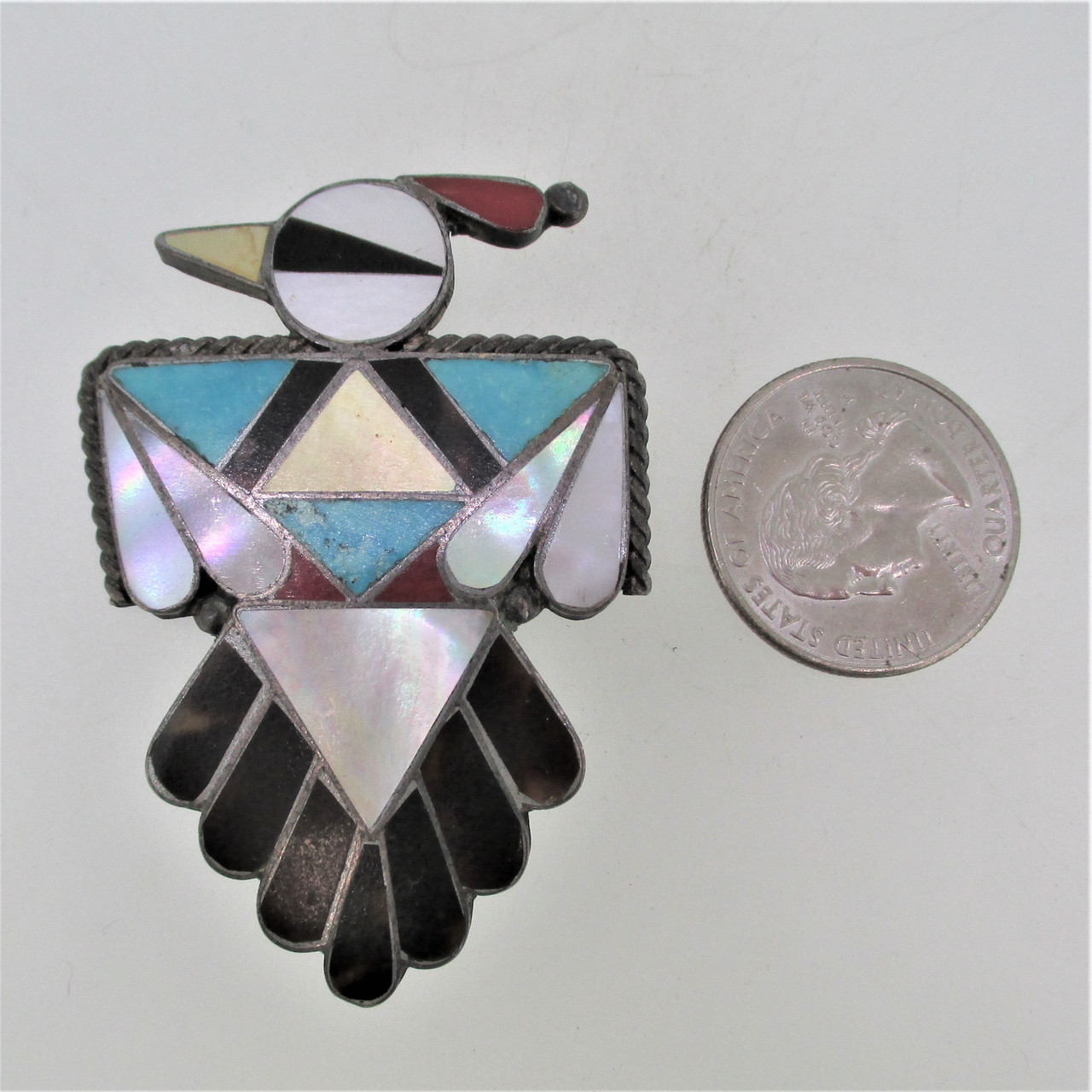 Vintage Multi-Stone Zuni Thunderbird Earrings