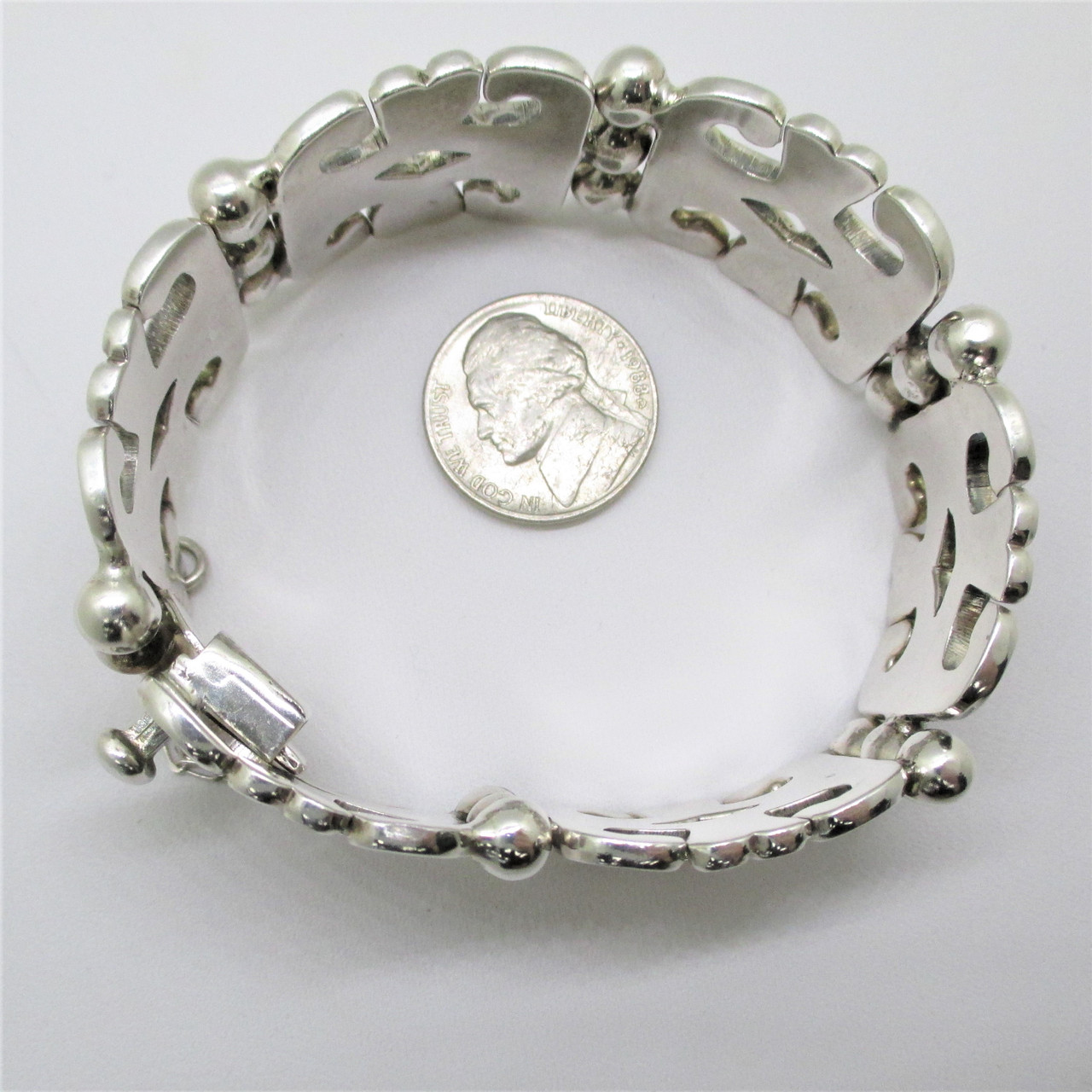 アクセサリー MEXICO jewelry silver bracelet VTG Taxco Mexico Modernist Link Bracelet 925 Sterling Silver