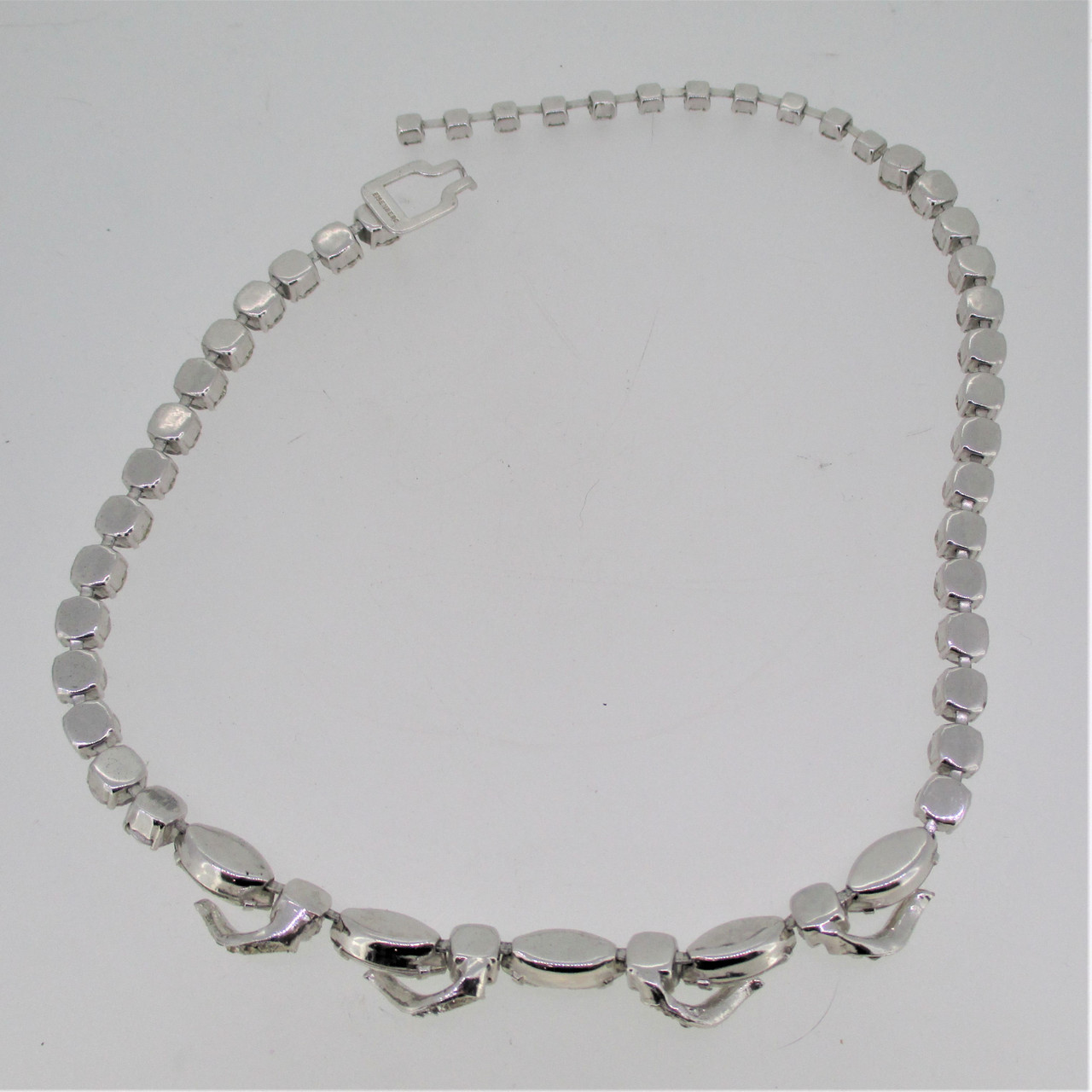 Eisenberg Silver Tone Vintage Clear Rhinestone Adjustable