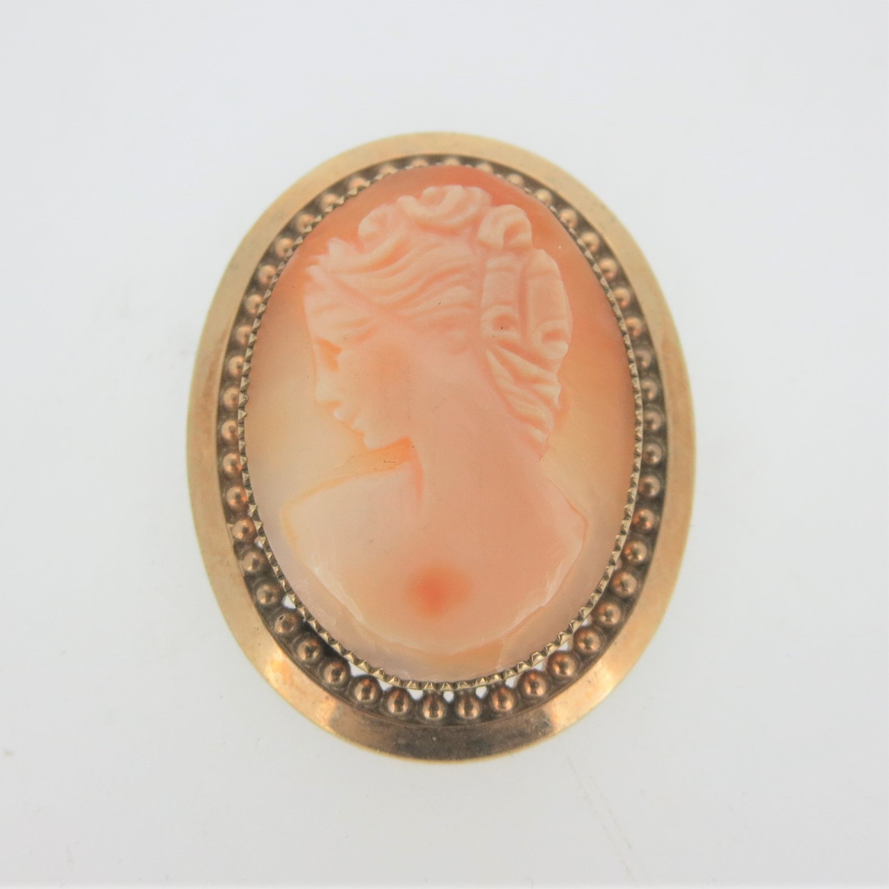 Large Vintage Cameo Brooch Pin 15CT Gold