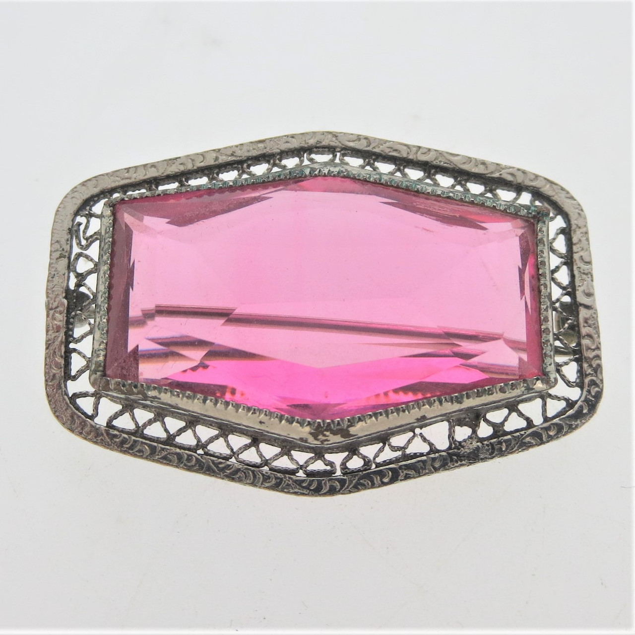 1950's Brooch SilverMetal FauxPearl Pink | camillevieraservices.com