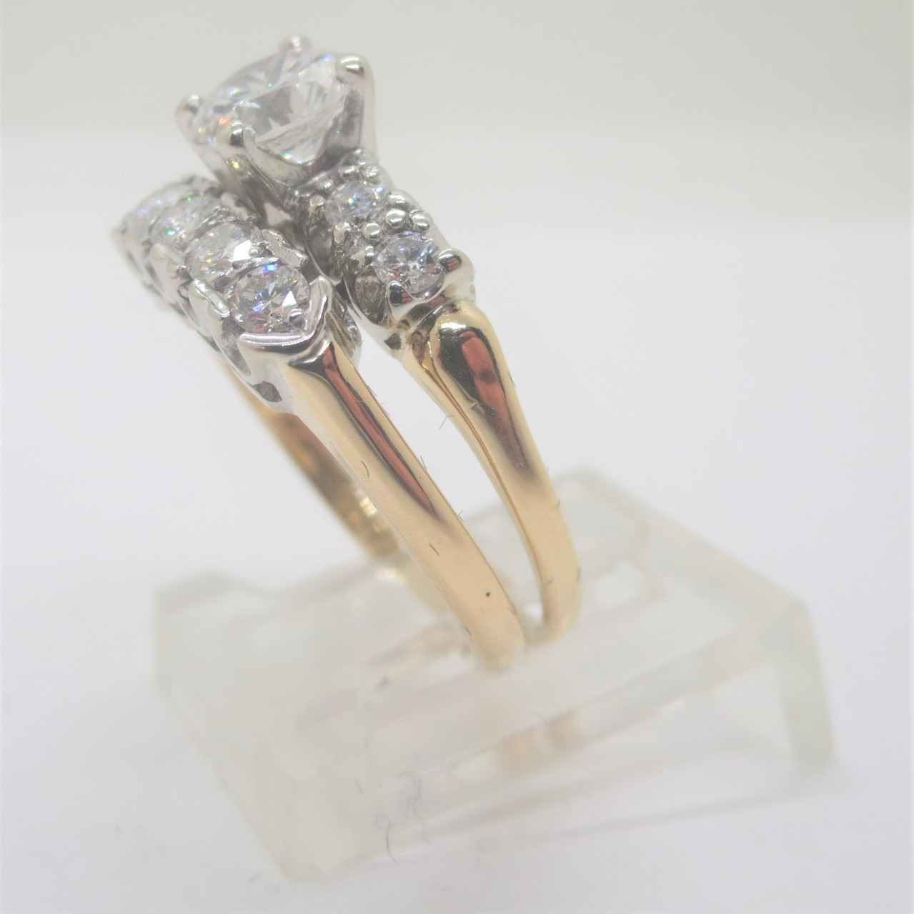 Vintage 14k 2-Tone Gold Approx Diamond Bridal Set