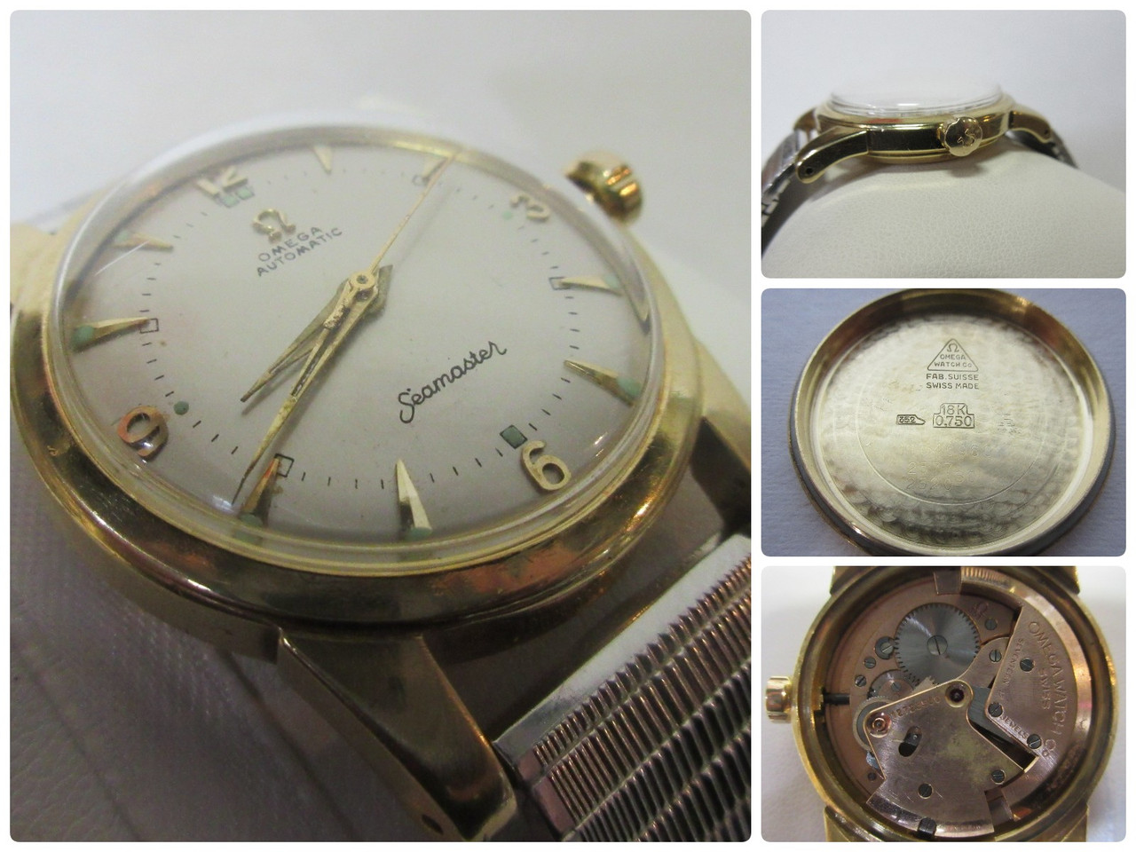 Vintage 1950 Omega Automatic Seamaster 17j Cal. 351 18k Wristwatch