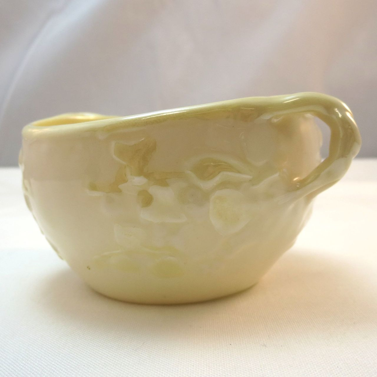 Vintage Belleek Porcelain Raised Ivy Detail Creamer Pitcher