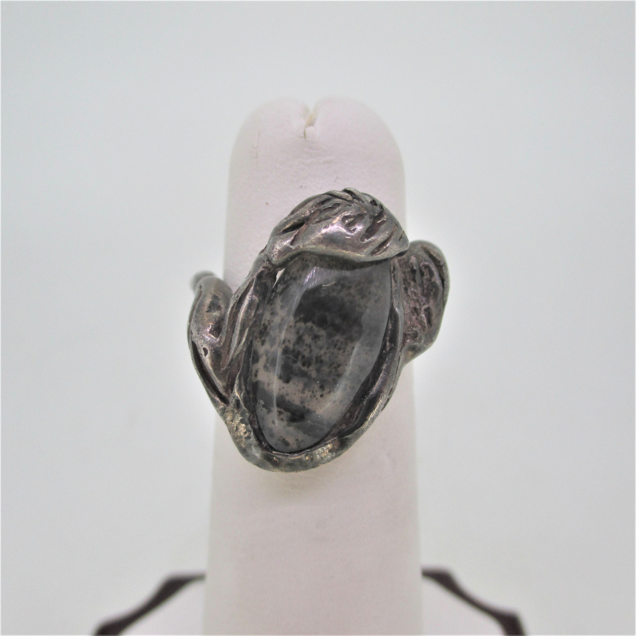 Osbee Sterling Silver Moss Agate Ring Size 9